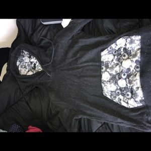 Black floral hoodie